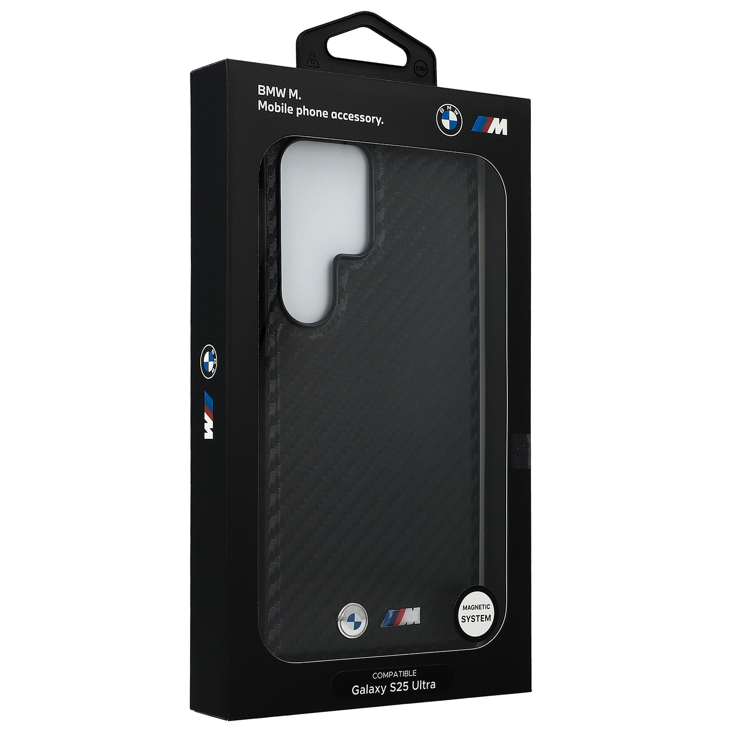 Etui BMW Leather Carbon Mag do Samsung Galaxy S25 Ultra, czarne